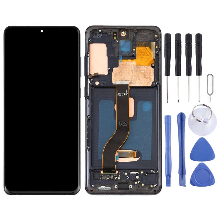 Original Dynamic AMOLED Material LCD Screen and Digitizer Full Assembly With Frame for Galaxy S20...