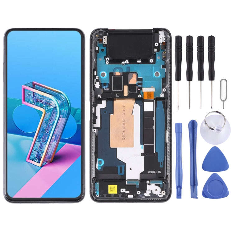 90Hz AMOLED Material LCD Screen and Digitizer Full Assembly with Frame for Asus Zenfone 7 Pro / Z...