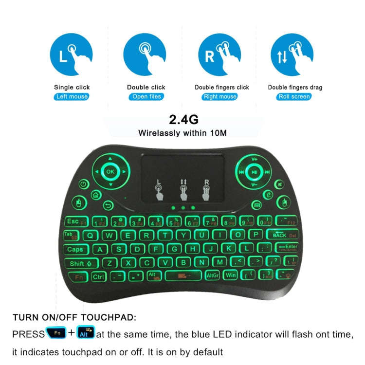 I8 Max 2.4GHz Mini Wireless Keyboard with Touchpad Rechargeable Fly Air Mouse Smart Game 7-color ...