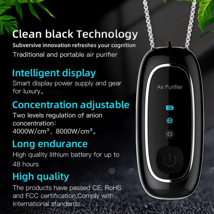 KY100A Portable Negative Ion Air Purifier Neck Hanging Air Purifier, Rectangle White, Rectangle B...