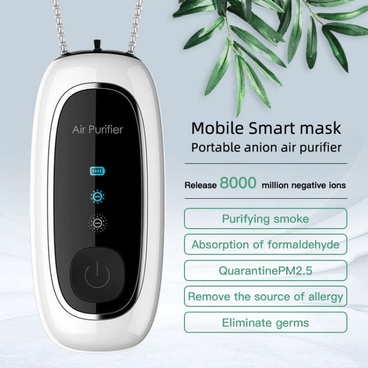 KY100A Portable Negative Ion Air Purifier Neck Hanging Air Purifier, Rectangle White, Rectangle B...