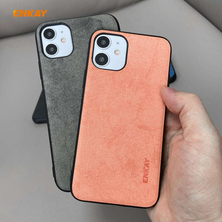 For iPhone 11 ENKAY ENK-PC028 Business Series Fabric Texture PU Leather + TPU Soft Slim Case, For...