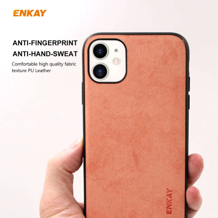 For iPhone 11 ENKAY ENK-PC028 Business Series Fabric Texture PU Leather + TPU Soft Slim Case, For...