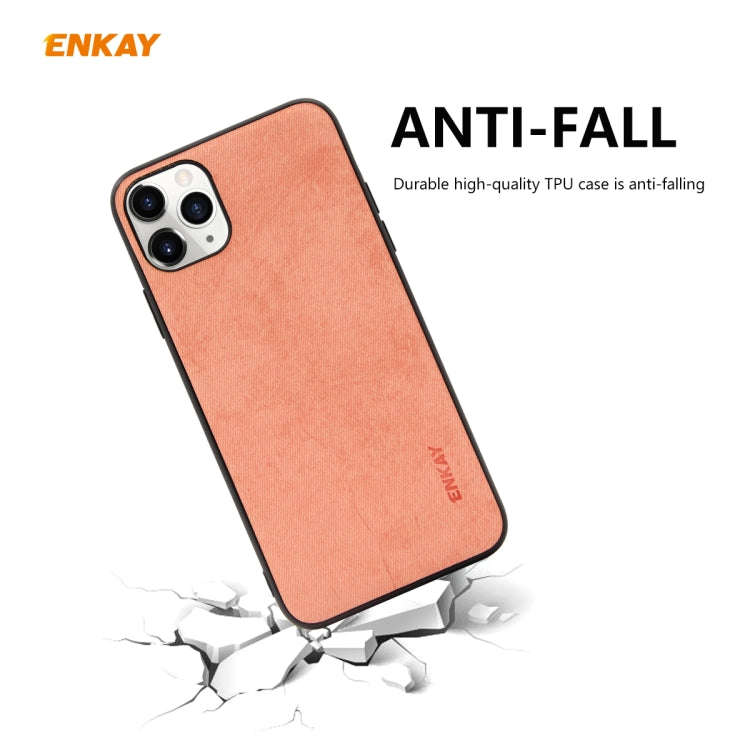 For iPhone 11 Pro Max ENKAY ENK-PC030 Business Series Fabric Texture PU Leather + TPU Soft Slim C...