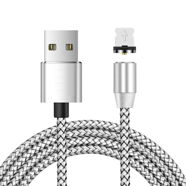 USB to 8 Pin Magnetic Metal Connector Nylon Two-color Braided Magnetic Charging Cable, Cable Leng...