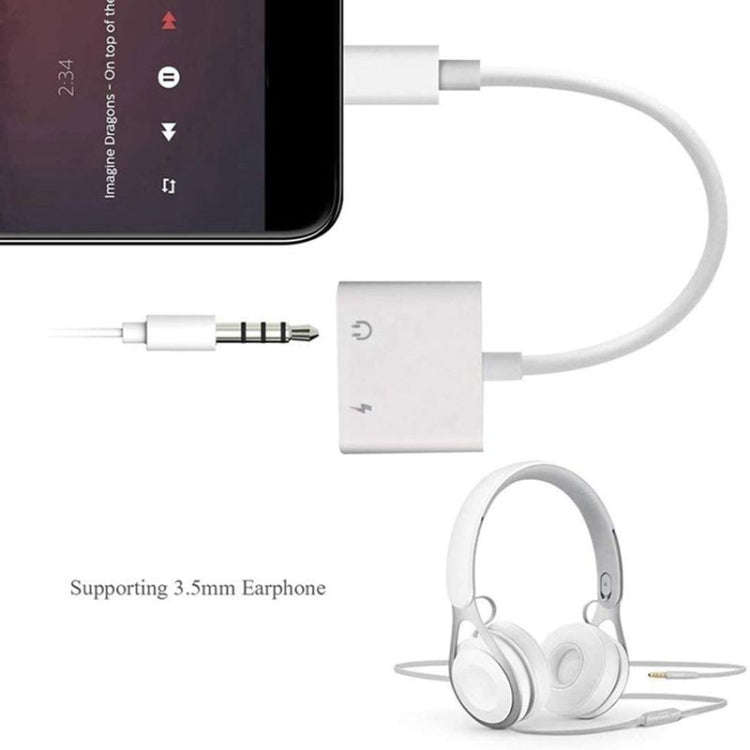 ZS-KL21804 2 in 1 8 Pin to 3.5mm Audio + 8 Pin Charging Interface, Earphone Adapter, Suitable for...
