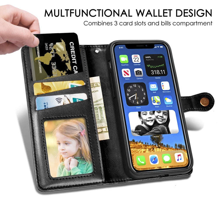 Retro Solid Color Leather Buckle Phone Case with Lanyard & Photo Frame & Card Slot & Wallet & Sta...