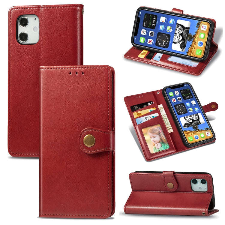 Retro Solid Color Leather Buckle Phone Case with Lanyard & Photo Frame & Card Slot & Wallet & Sta...