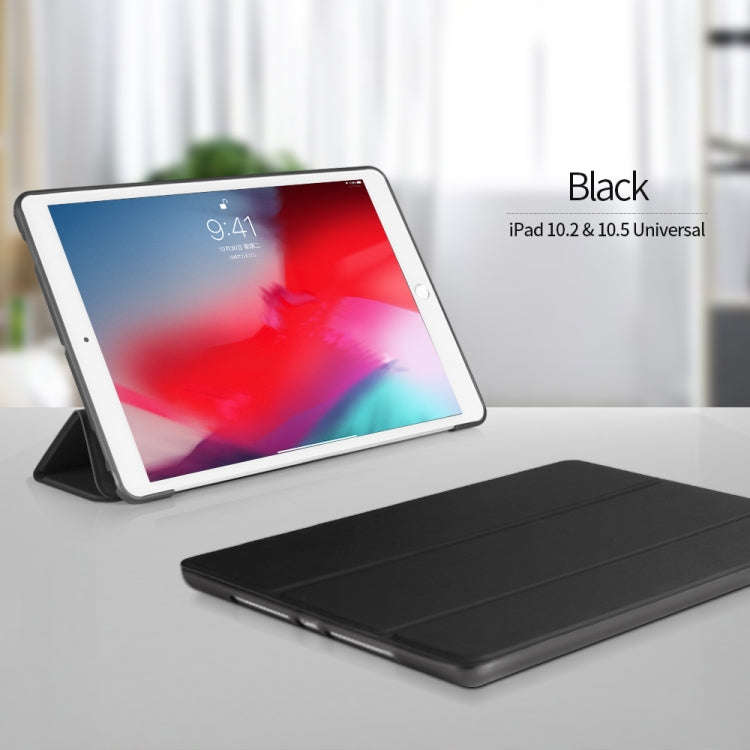 For iPad 10.2 inch 2019 / iPad Pro 10.5 inch Three-folding Surface PU Leather TPU Matte Soft Bott...