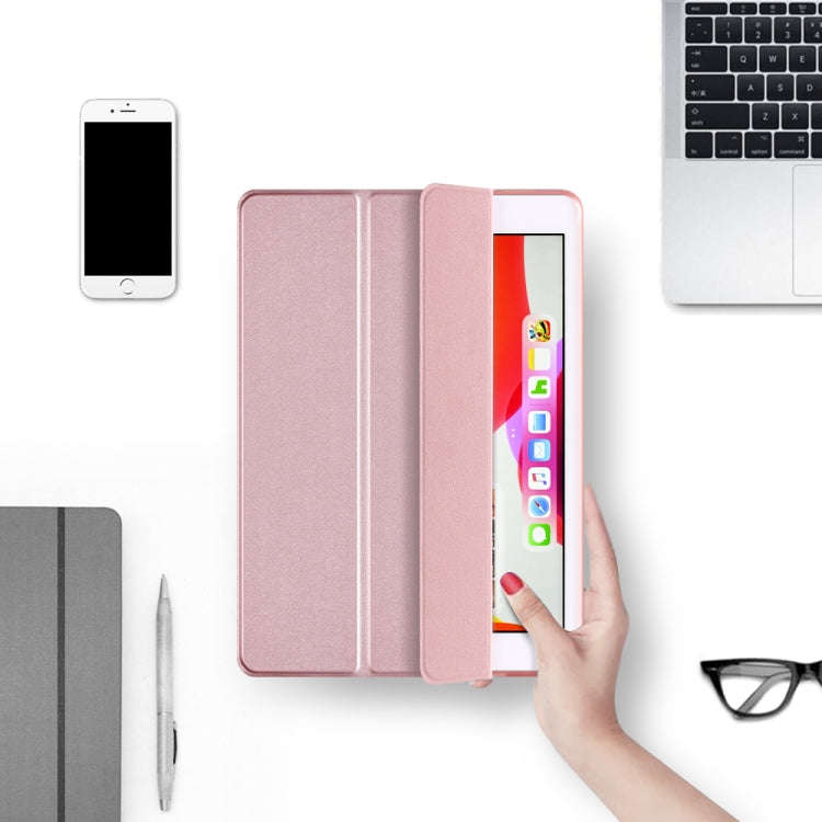 For iPad 10.2 inch 2019 / iPad Pro 10.5 inch Three-folding Surface PU Leather TPU Matte Soft Bott...