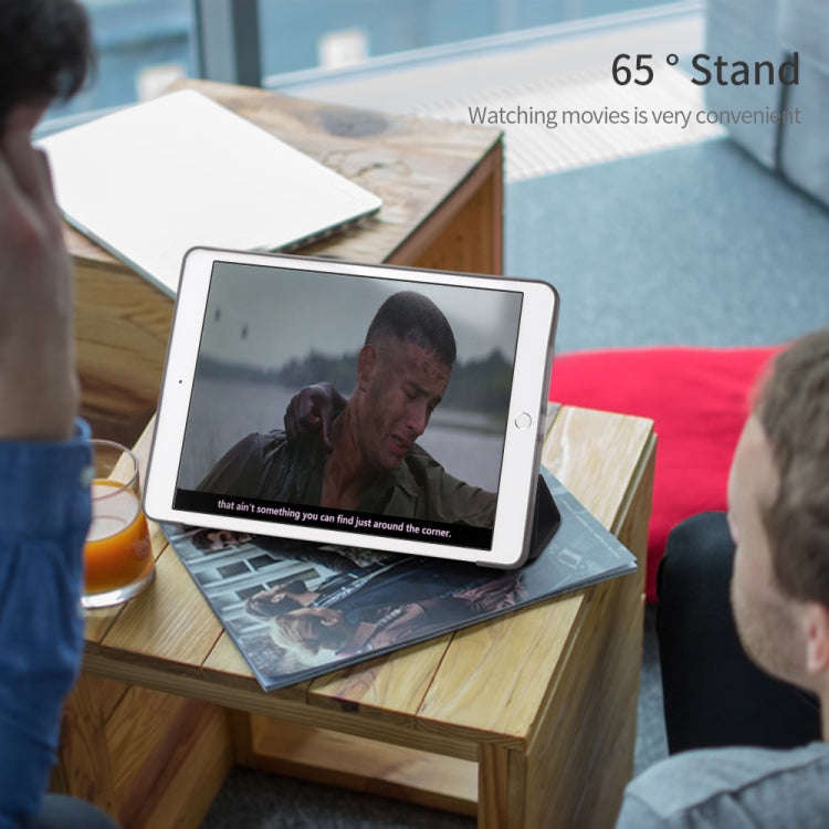 For iPad 10.2 inch 2019 / iPad Pro 10.5 inch Three-folding Surface PU Leather TPU Matte Soft Bott...