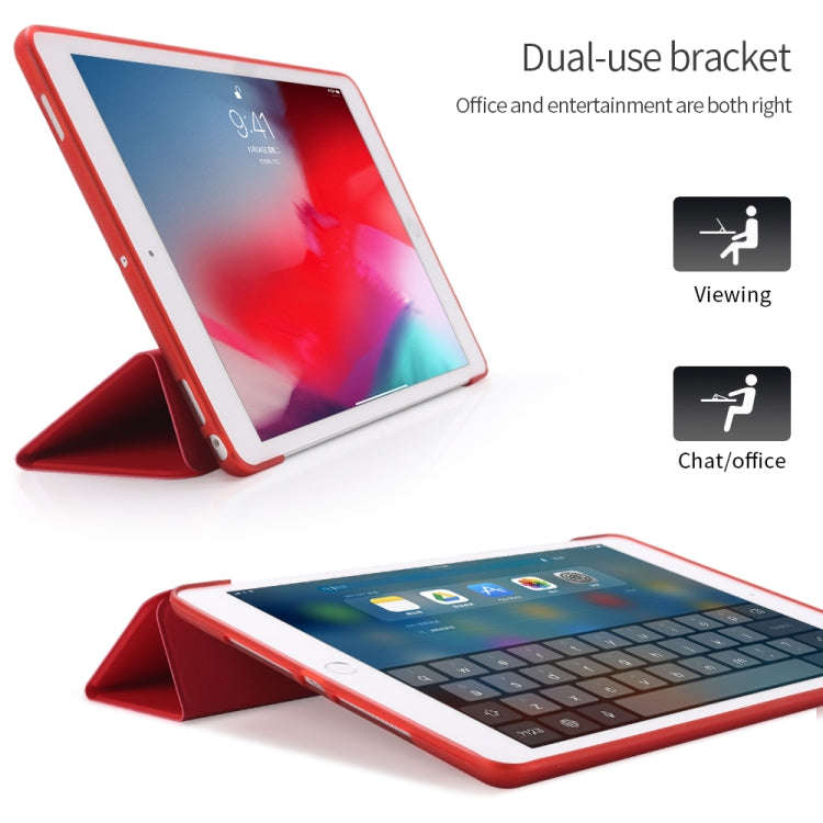 For iPad 10.2 inch 2019 / iPad Pro 10.5 inch Three-folding Surface PU Leather TPU Matte Soft Bott...