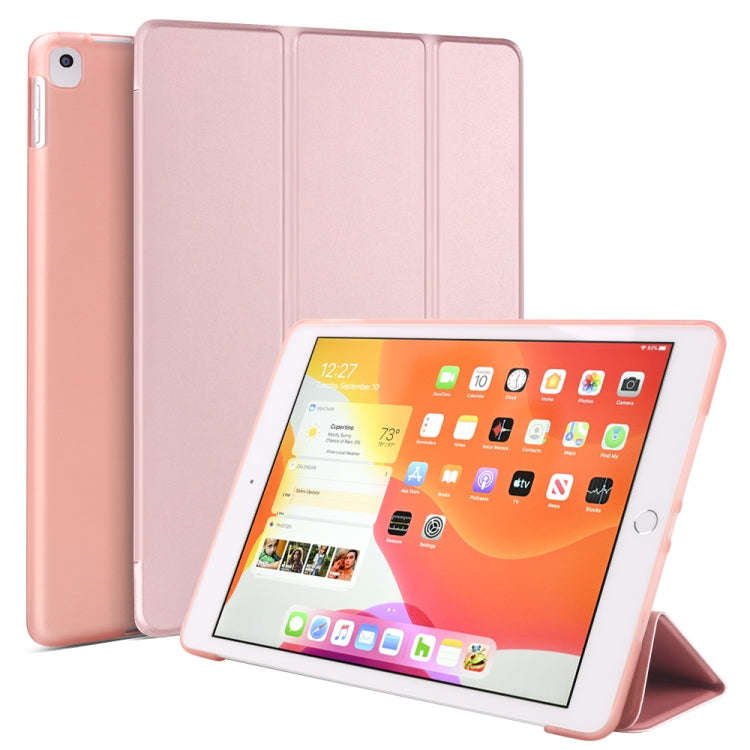 For iPad 10.2 inch 2019 / iPad Pro 10.5 inch Three-folding Surface PU Leather TPU Matte Soft Bott...