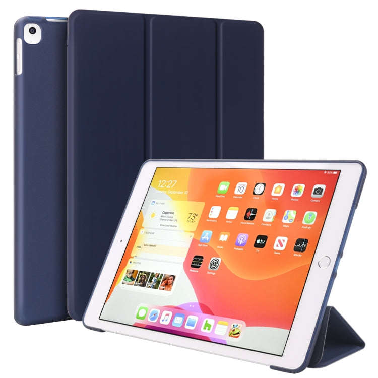 For iPad 10.2 inch 2019 / iPad Pro 10.5 inch Three-folding Surface PU Leather TPU Matte Soft Bott...