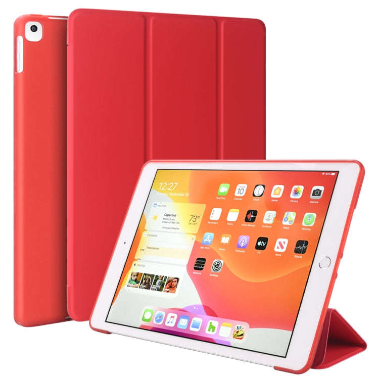 For iPad 10.2 inch 2019 / iPad Pro 10.5 inch Three-folding Surface PU Leather TPU Matte Soft Bott...