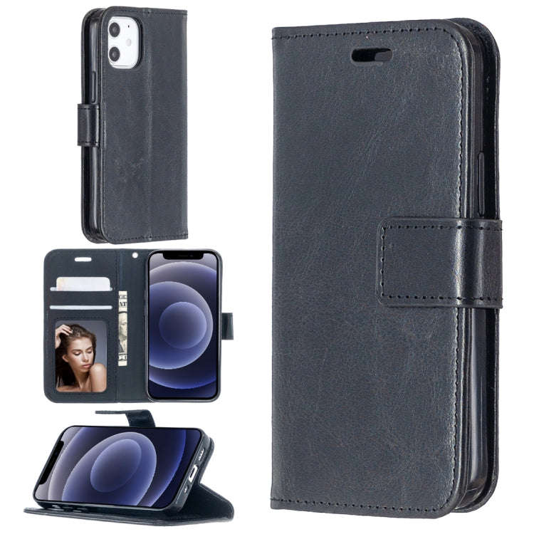 For iPhone 12 Crazy Horse Texture Horizontal Flip Leather Case with Holder & Card Slots & Wallet ...