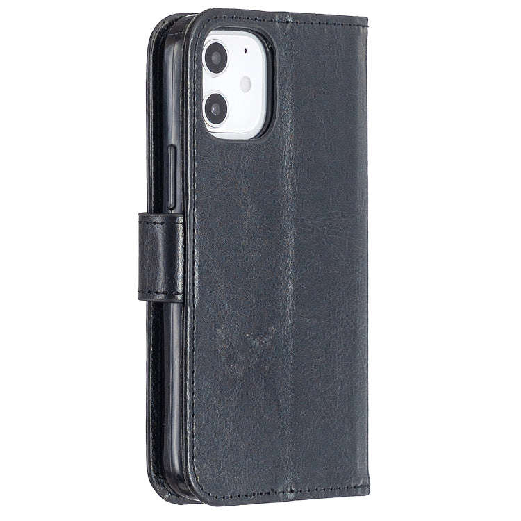 For iPhone 12 Crazy Horse Texture Horizontal Flip Leather Case with Holder & Card Slots & Wallet ...