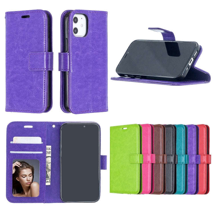 For iPhone 12 Crazy Horse Texture Horizontal Flip Leather Case with Holder & Card Slots & Wallet ...