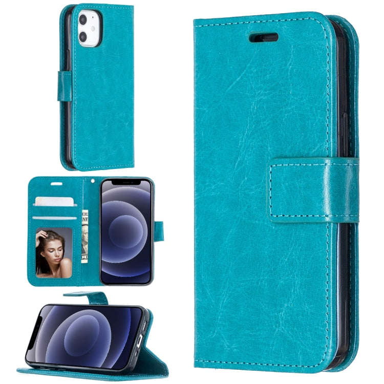 For iPhone 12 Crazy Horse Texture Horizontal Flip Leather Case with Holder & Card Slots & Wallet ...