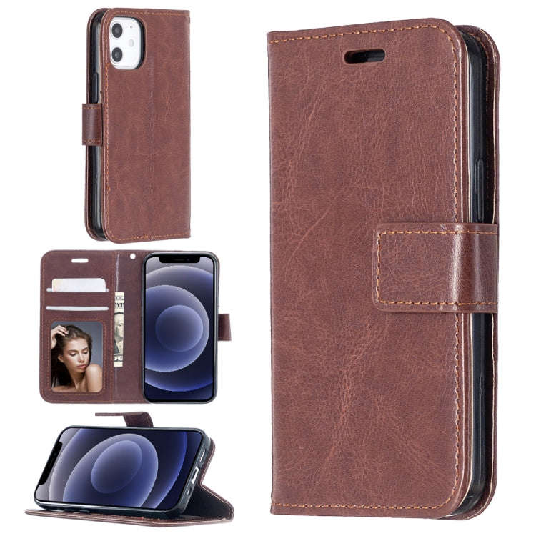For iPhone 12 Crazy Horse Texture Horizontal Flip Leather Case with Holder & Card Slots & Wallet ...