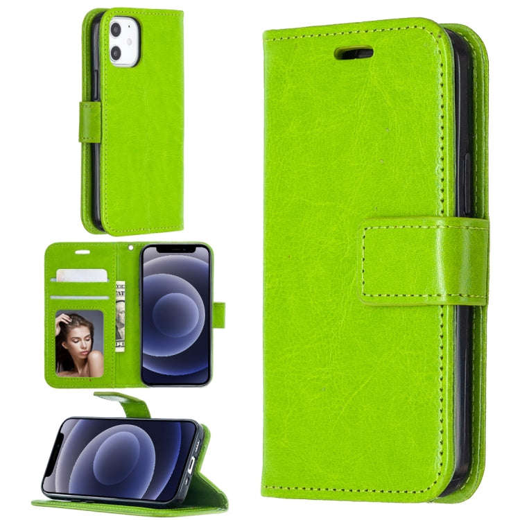 For iPhone 12 Crazy Horse Texture Horizontal Flip Leather Case with Holder & Card Slots & Wallet ...
