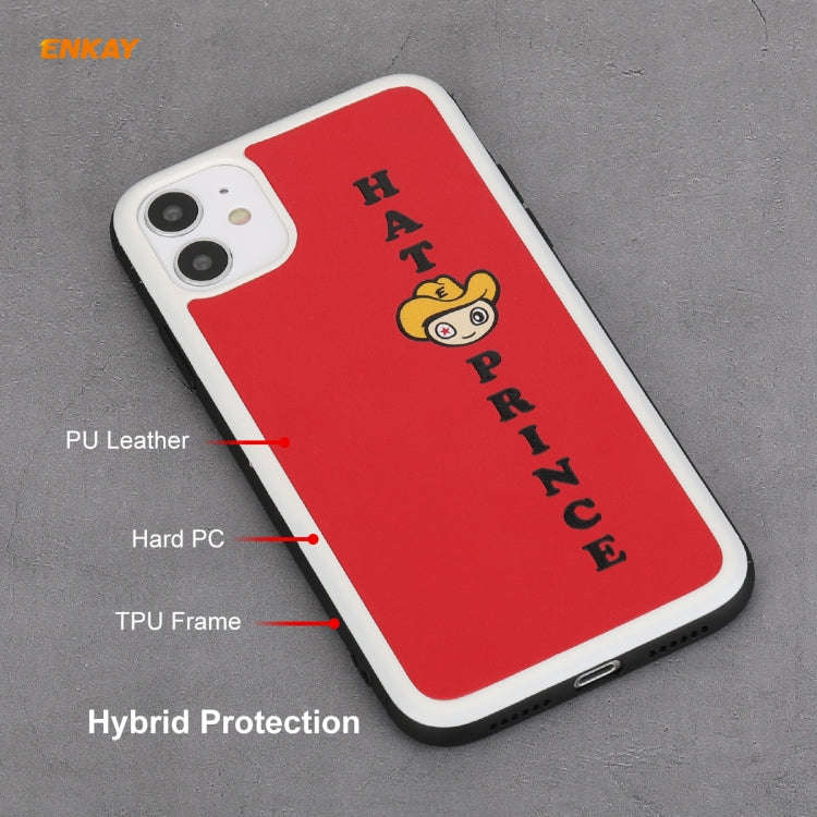 For iPhone 11 Hat-Prince ENKAY ENK-PC046 Cartoon Series PU Leather + PC Hard Slim Case Shockproof...