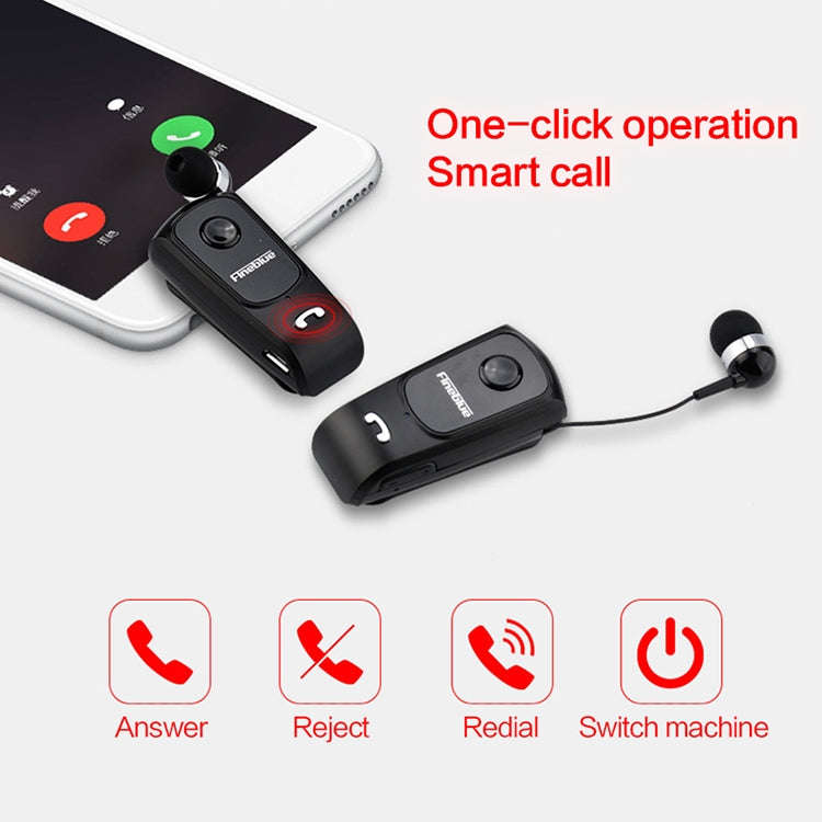 F920 CSR4.1 Retractable Cable Caller Vibration Reminder Anti-theft Bluetooth Headset, Black, Whit...