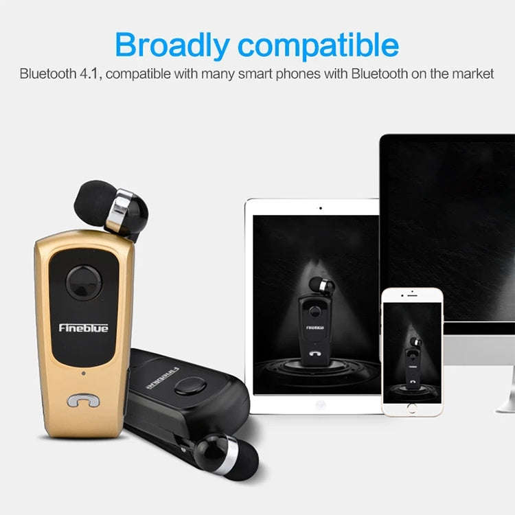 F920 CSR4.1 Retractable Cable Caller Vibration Reminder Anti-theft Bluetooth Headset, Black, Whit...