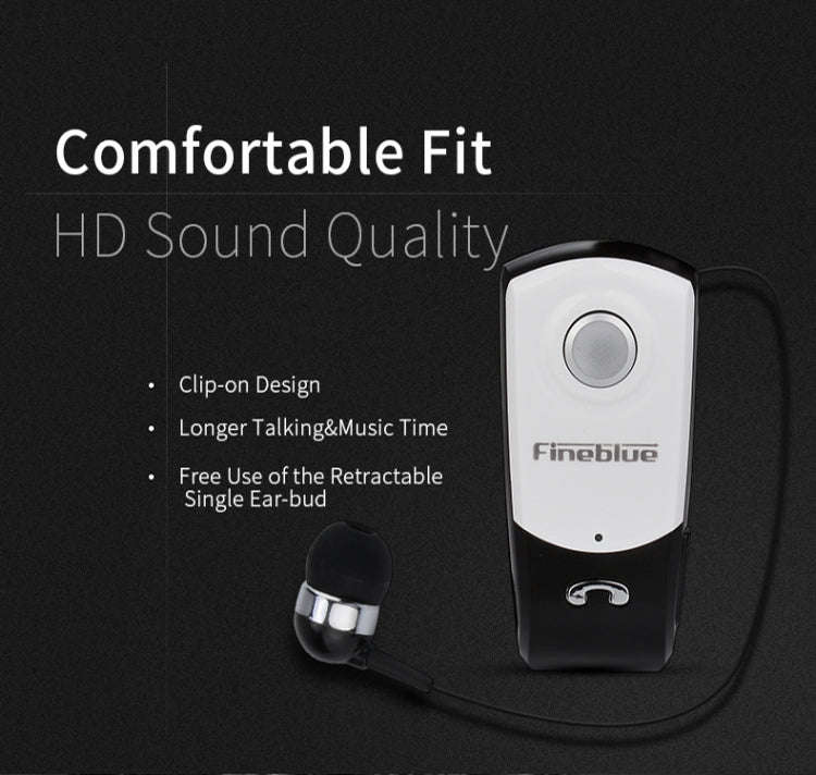 F960 CSR4.1 Retractable Cable Caller Vibration Reminder Anti-theft Bluetooth Headset, Black, Whit...