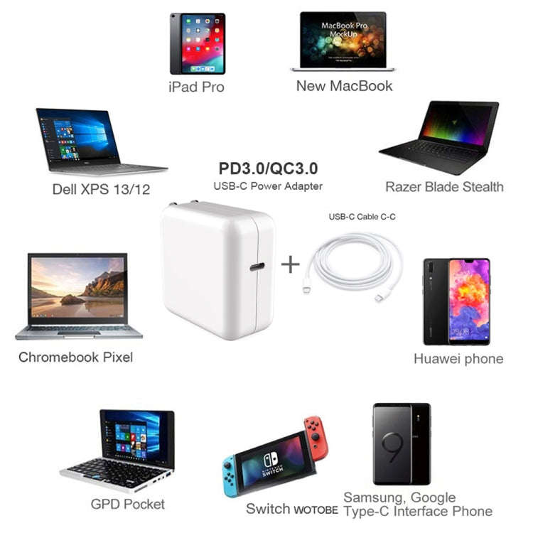 PD-96W 96W PD USB-C / Type-C Laptop Adapter + 2m 5A USB-C / Type-C to USB-C / Type-C Fast Chargin...