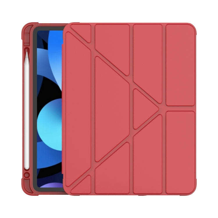 For iPad Air 11 2024 / Air 2022 10.9 Multi-folding Matte Surface Leather Tablet Case with Pen Slot