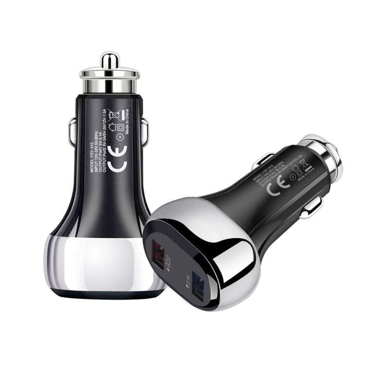 YSY-312 2 in 1 18W Portable QC3.0 Dual USB Car Charger + 1m 3A USB to Micro USB Data Cable Set, w...