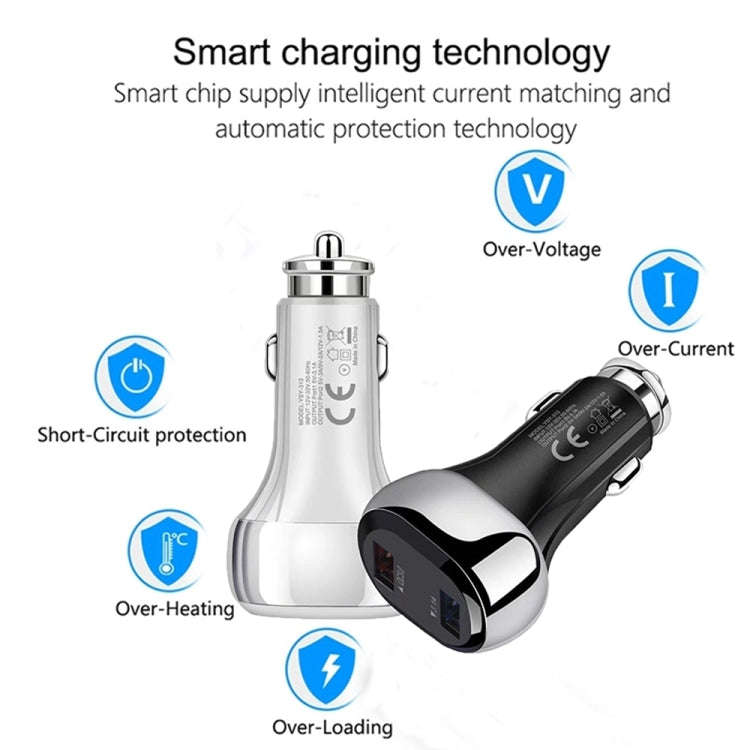 YSY-312 2 in 1 18W Portable QC3.0 Dual USB Car Charger + 1m 3A USB to Micro USB Data Cable Set, w...