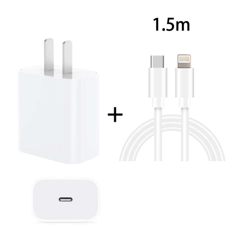 PD 20W Single USB-C / Type-C Port Travel Charger + 3A PD3.0 USB-C / Type-C to 8 Pin Fast Charge D...