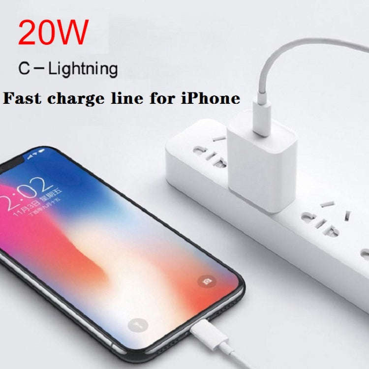 PD 20W Single USB-C / Type-C Port Travel Charger + 3A PD3.0 USB-C / Type-C to 8 Pin Fast Charge D...