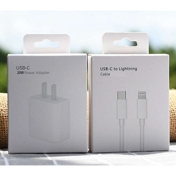 PD 20W Single USB-C / Type-C Port Travel Charger + 3A PD3.0 USB-C / Type-C to 8 Pin Fast Charge D...