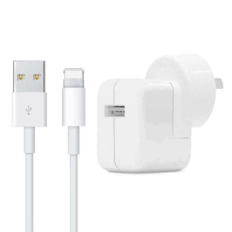 12W USB Charger + USB to 8 Pin Data Cable for iPad / iPhone / iPod Series, AU Plug