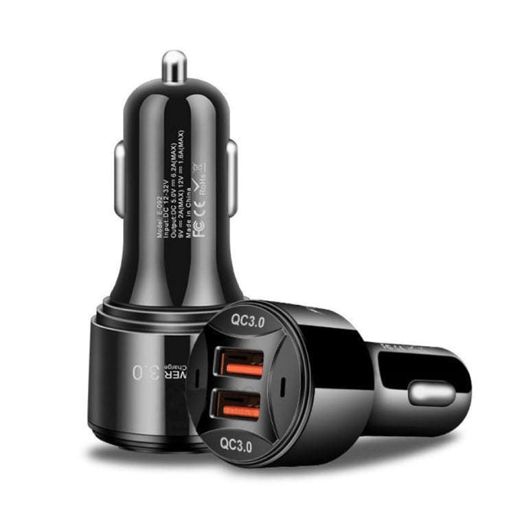 TE-092 36W Dual QC3.0 USB Fast Car Charger, TE-092