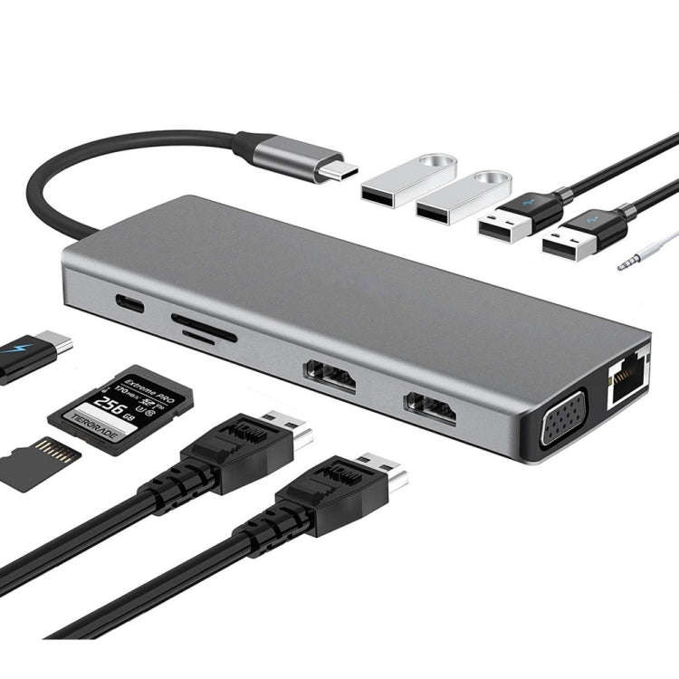 WS-04 12-in-1 Type-C Notebook Multi-function Docking Station, 12 in 1