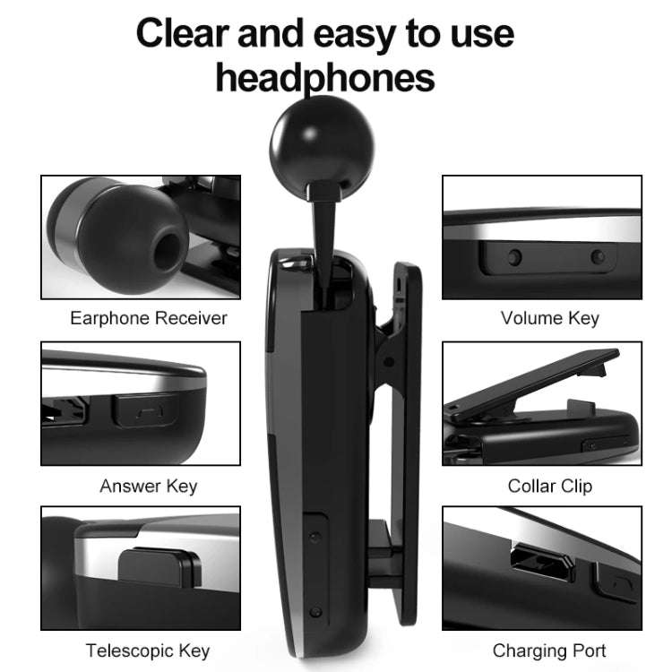 K53 Stereo Wireless Bluetooth Headset Calls Remind Vibration Wear-Clip Driver Auriculares Earphon...