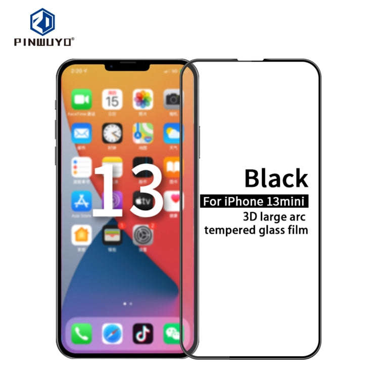 PINWUYO 9H 3D Curved Full Screen Explosion-proof Tempered Glass Film, For iPhone 13 mini, For iPh...