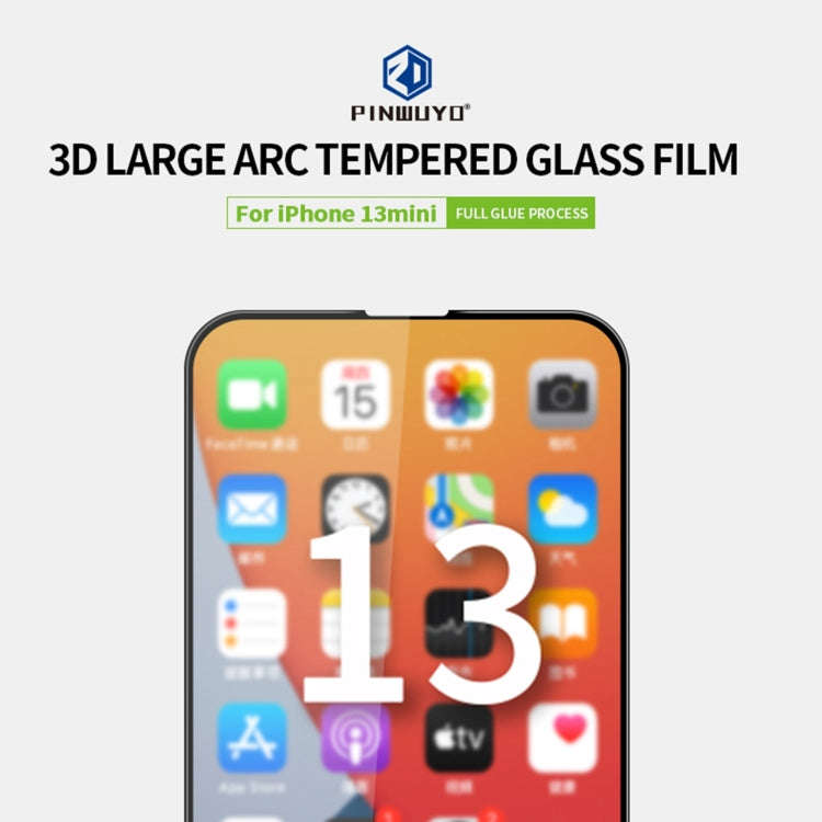 PINWUYO 9H 3D Curved Full Screen Explosion-proof Tempered Glass Film, For iPhone 13 mini, For iPh...