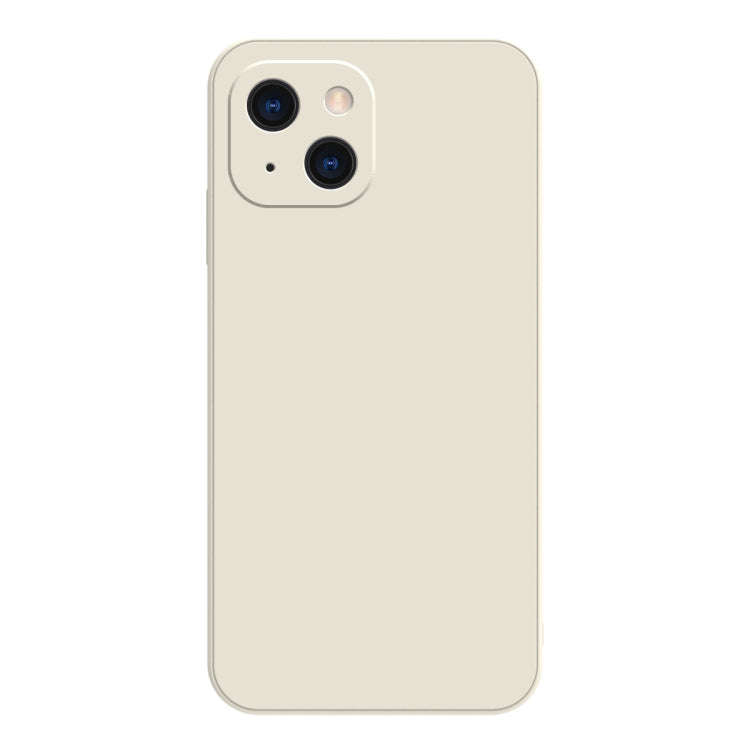 Solid Color Cube Straight Edge Liquid Silicone Lining Flannel Case, For iPhone 13 mini, For iPhon...