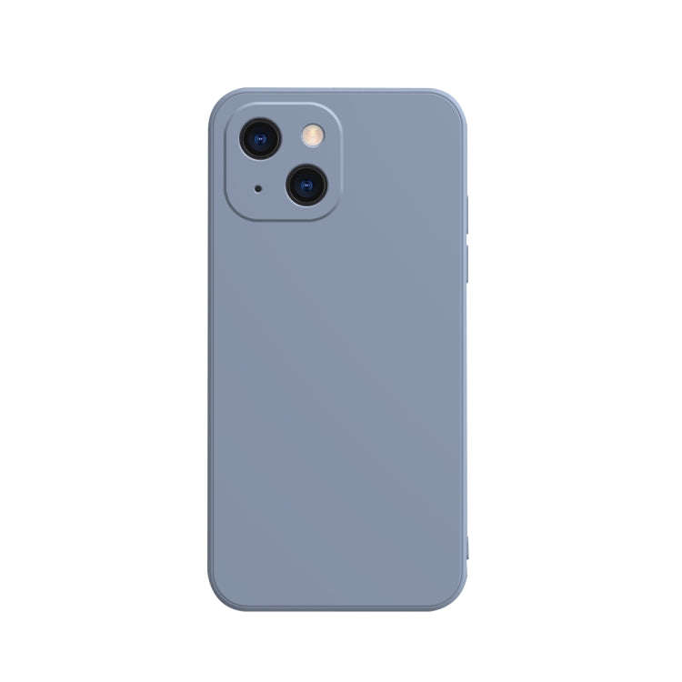Solid Color Cube Straight Edge Liquid Silicone Lining Flannel Case, For iPhone 13 mini, For iPhon...