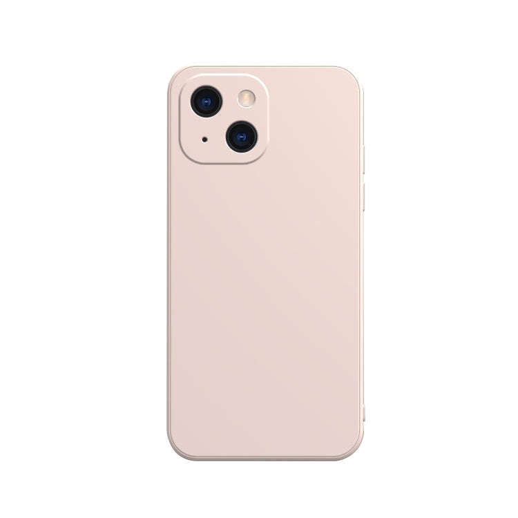 Solid Color Cube Straight Edge Liquid Silicone Lining Flannel Case, For iPhone 13 mini, For iPhon...