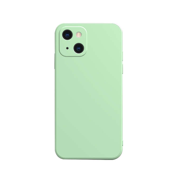 Solid Color Cube Straight Edge Liquid Silicone Lining Flannel Case, For iPhone 13 mini, For iPhon...