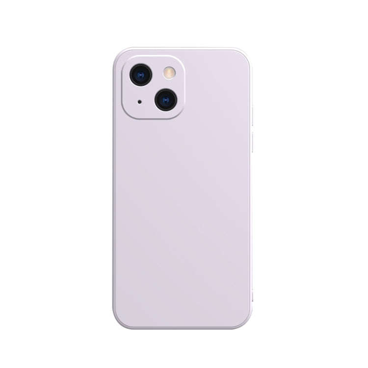 Solid Color Cube Straight Edge Liquid Silicone Lining Flannel Case, For iPhone 13 mini, For iPhon...