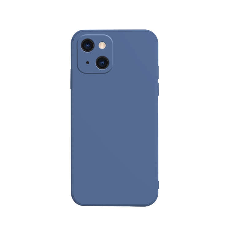 Solid Color Cube Straight Edge Liquid Silicone Lining Flannel Case, For iPhone 13 mini, For iPhon...