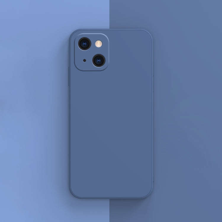 Solid Color Cube Straight Edge Liquid Silicone Lining Flannel Case, For iPhone 13 mini, For iPhon...