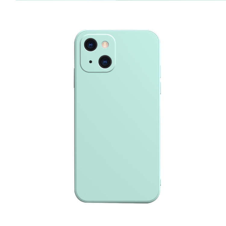 Solid Color Cube Straight Edge Liquid Silicone Lining Flannel Case, For iPhone 13 mini, For iPhon...